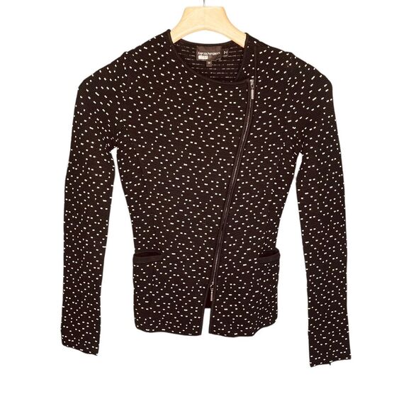 Emporio Armani Textured Diagonal-Zip Jacket - Picture 1 of 13